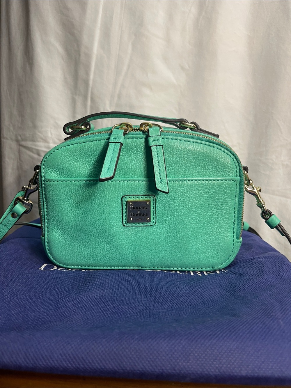 Dooney & Bourke Teal Pebble Leather Mini Crossbody Excellent Condition